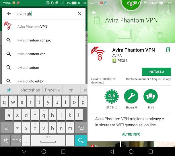 Download Avira Phantom VPN su Android