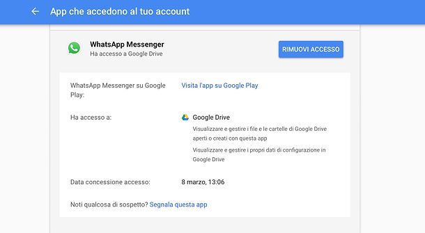 Cancellare WhatsApp Google Drive