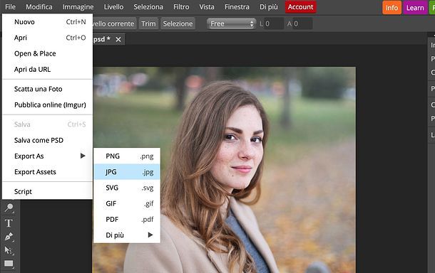 Come ritagliare un’immagine con Photopea
