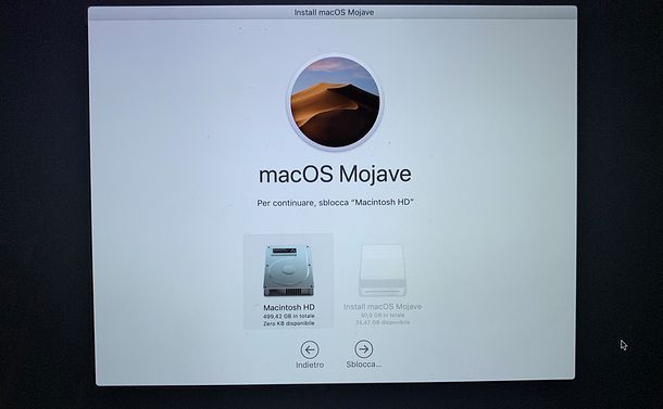 Installazione macOS Mojave