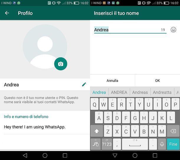 Come cambiare nome su WhatsApp per Android