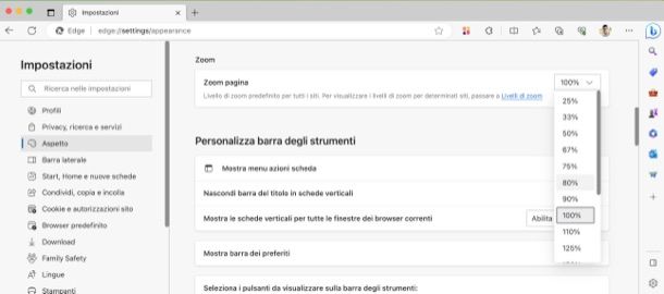 Cambiare zoom pagine Microsoft Edge