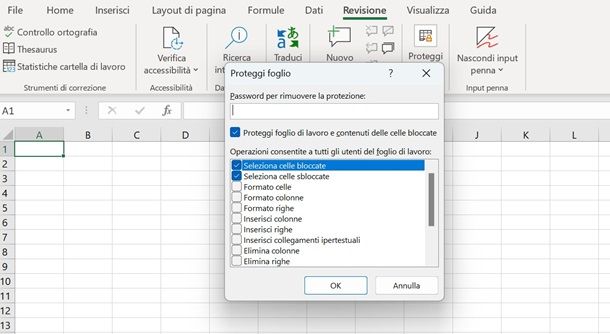 Come mettere password a un foglio Excel