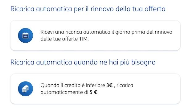 Disattivazione ricarica automatica extra soglia