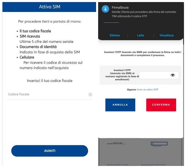Come attivare SIM TIM ricevuta dal corriere