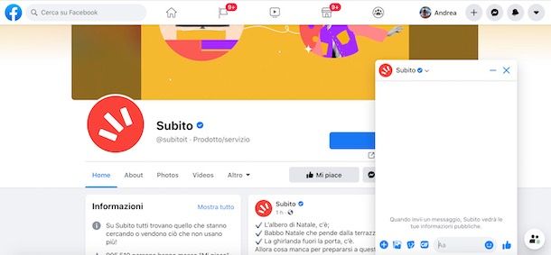 Contattare Subito.it su Facebook