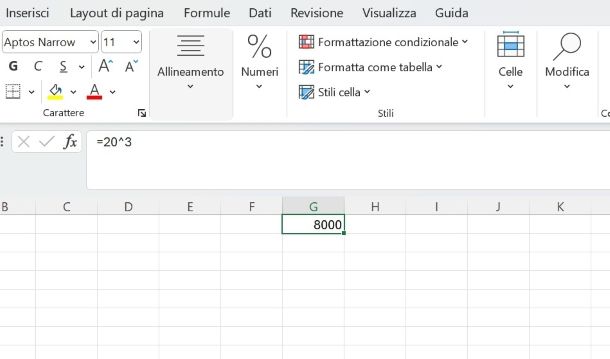 Come elevare alla potenza su Excel