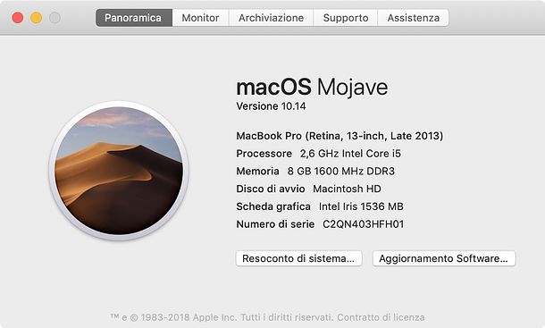 Informazioni su questo Mac