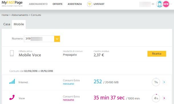 Come controllare credito Fastweb Mobile tramite sito Web