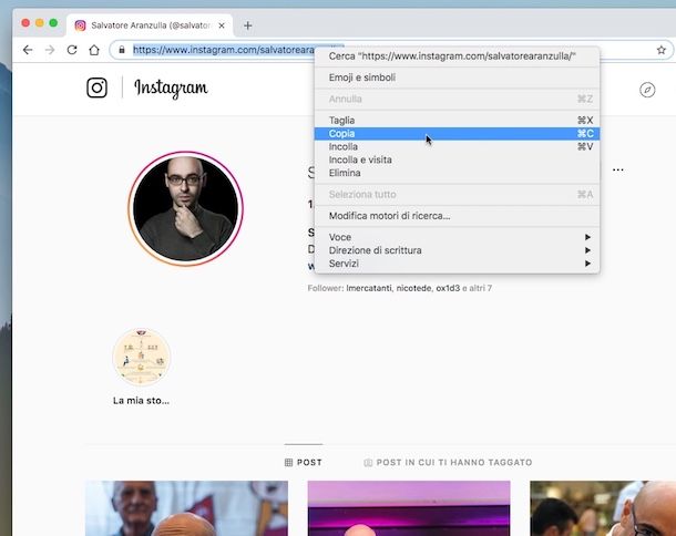 Come copiare il link di Instagram