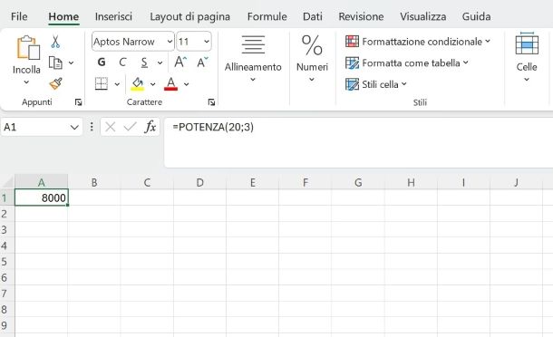 Come elevare alla potenza su Excel