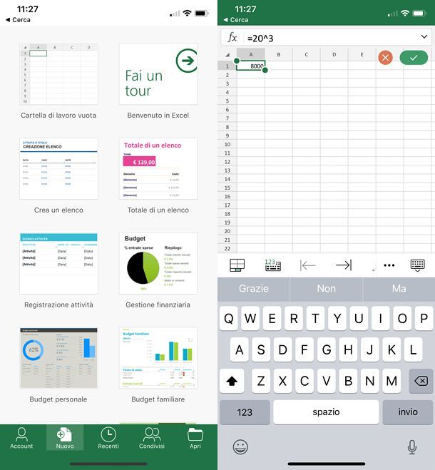 Come elevare a potenza in Excel per smartphone e tablet