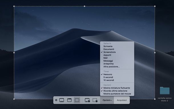 Cattura schermo macOS Mojave