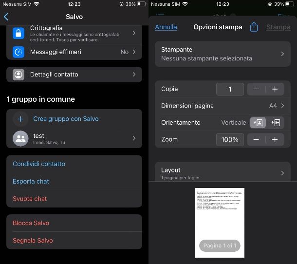 Stampare WhatsApp da iPhone
