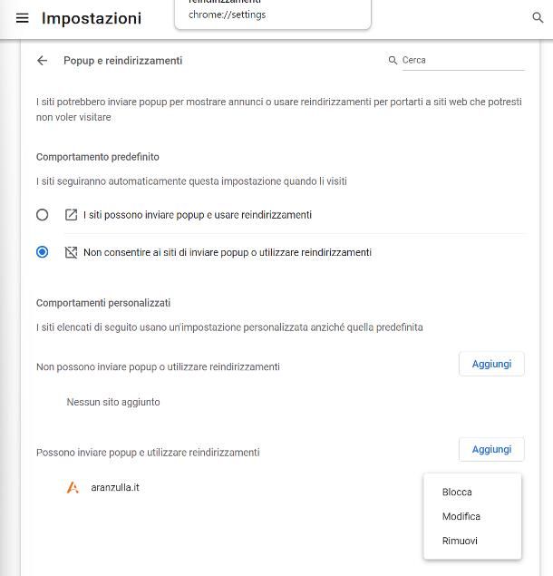 Come sbloccare popup Chrome