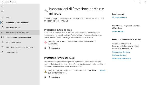 Sicurezza Windows 10