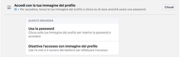 Come disattivare accesso con foto su Facebook