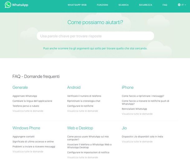 Come contattare WhatsApp