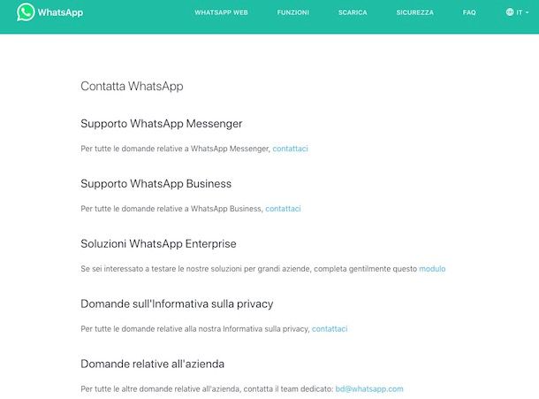 Come contattare WhatsApp
