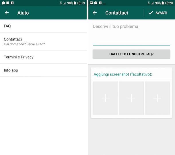 Come contattare WhatsApp