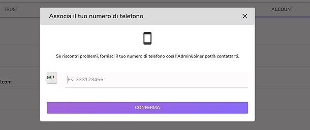 Inserimento numero Together Price
