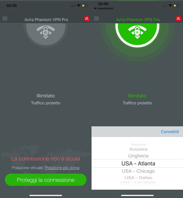 Avira Phantom VPN per smartphone