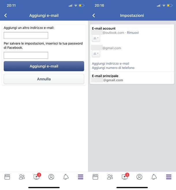 Come cancellare email da Facebook