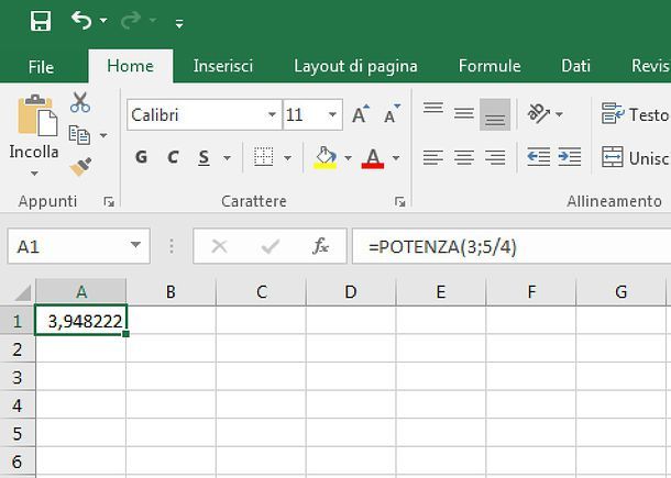Come elevare a potenza in Excel