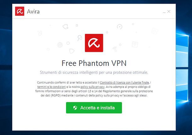 Installazione Avira Phantom VPN Free su Windows