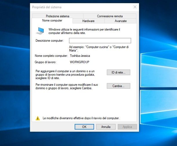 Come cambiare nome al PC