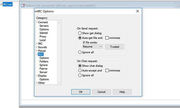 configurare mirc per
