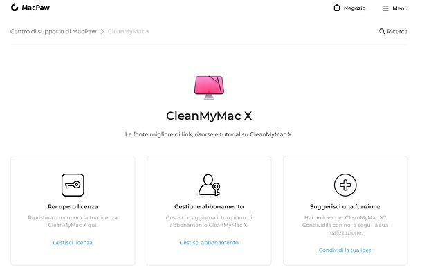 Supporto CleanMyMac X