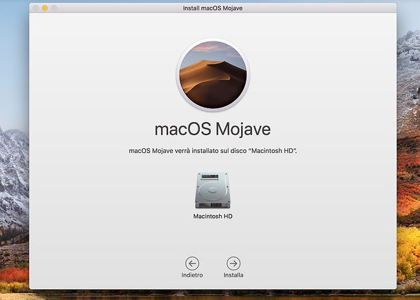 Installazione macOS Mojave