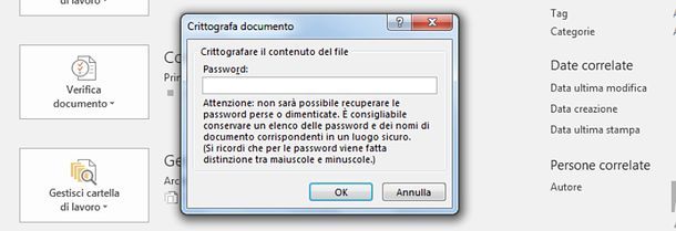 Come mettere la password ad un file Excel