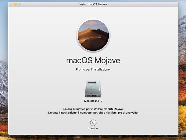 Installazione macOS Mojave