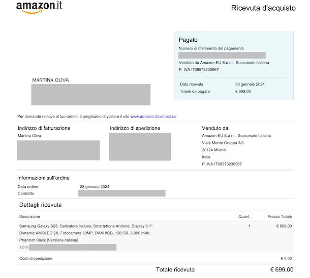 Fattura Amazon