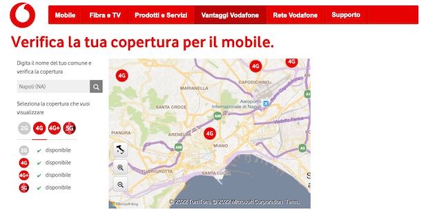 Mappa copertura Vodafone