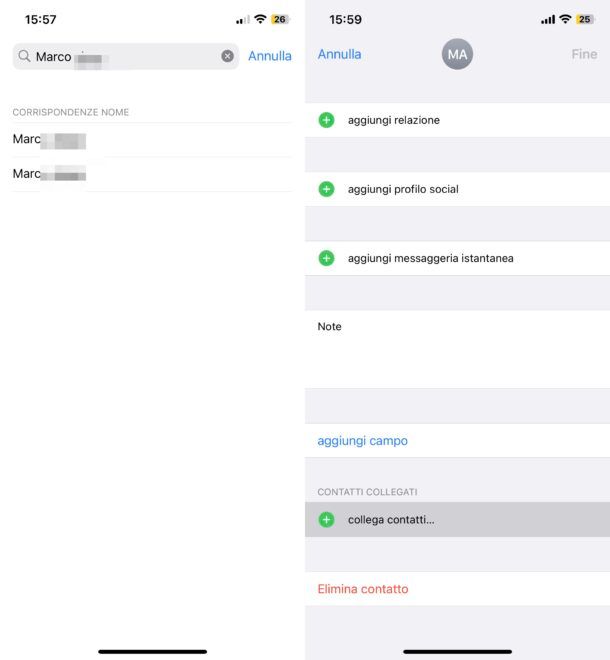 Unire contatti iPhone