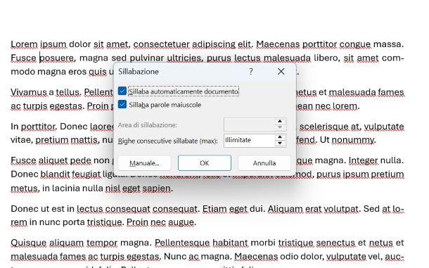 Come sillabare su Word automaticamente