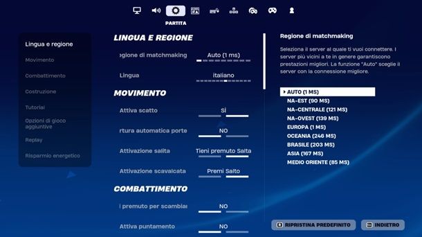 Come abbassare il ping su Fortnite