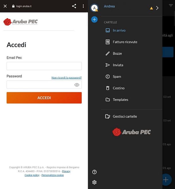 Login App Aruba PEC