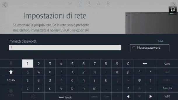 Inserire password Wi-Fi Smart TV