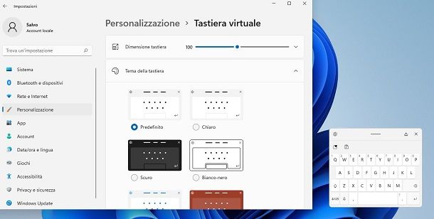 Tastiera virtuale Windows 11