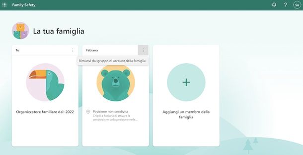 Eliminazione account famiglia Microsoft