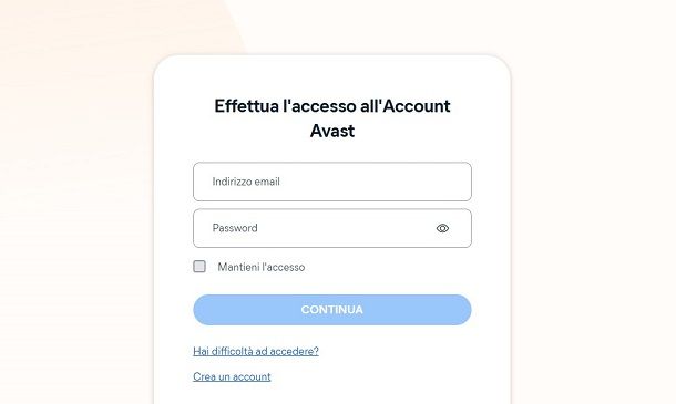 Avast: disattivare rinnovo automatico