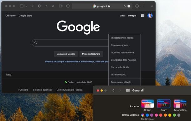 Attivare tema scuro Google su computer