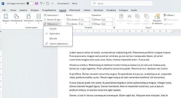 Come sillabare su Word automaticamente