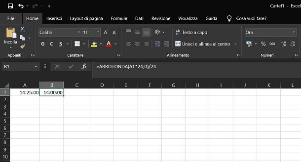 Arrotondare ora su Excel