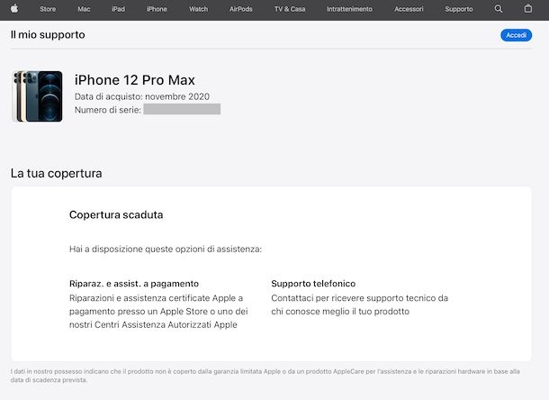 Verifica copertura iPhone