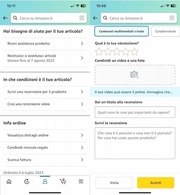 Recensione app Amazon